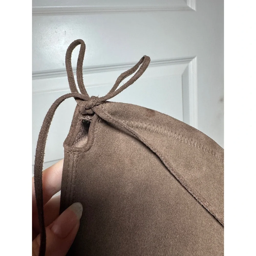 Stuart Weitzman Tieland Brown Stretch Suede Over The Knee Block Heel Boots
